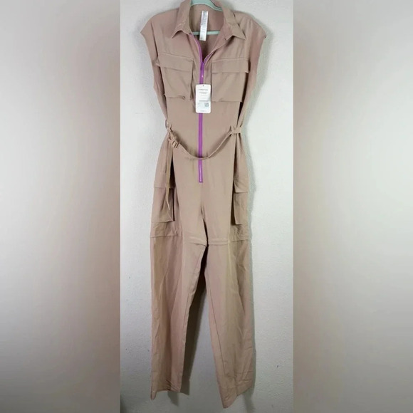 NWT Fabletics Harmony Woven Jumpsuit in Desert / Tan color size XL - Picture 5 of 16